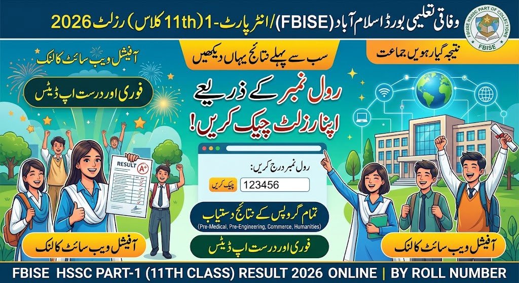 FBISE HSSC Part 1 Result 2026 By Roll Number